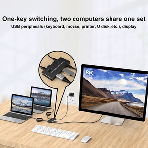 Xpup 4K 60Hz 8K 30Hz KVM交换机USB-C In Displayport 1.4 USB 2.0输出坞站2端口USB C KVM交换机Displayport - Product Image 5