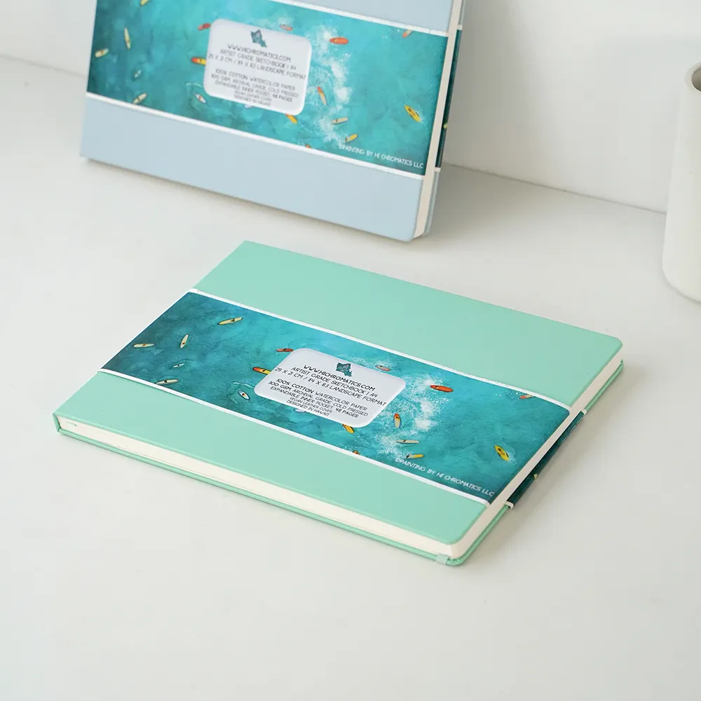 アーティストのためのカスタムA4水彩スケッチブック印刷レザージャーナルノートブックハードカバーブランク