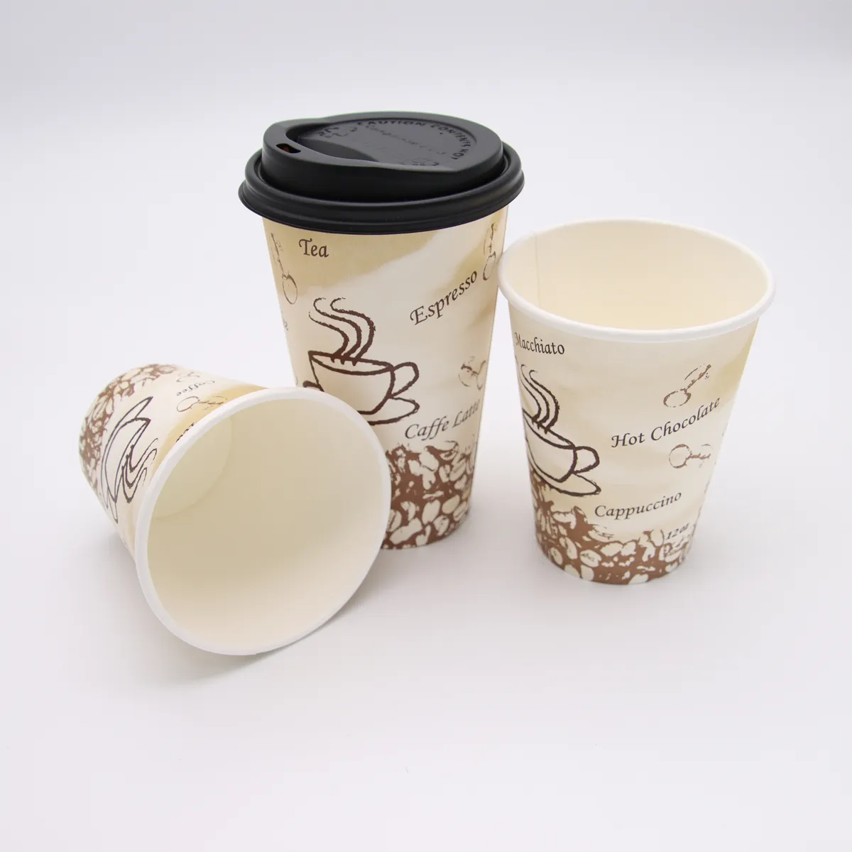 किंगविन पेपर कप इको फ्रेंडली डिस्पोजेबल हॉट कॉफी लट्टे चाय दूध कप ढक्कन के साथ