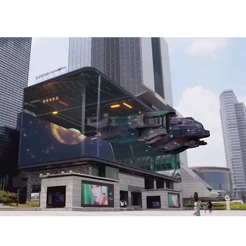 Papan Reklame Led Panel Hologram Luar Ruangan 3D Raksasa Video Dinding Pemutar Iklan Hd Papan Peraga Led Layar Papan Reklame Digital