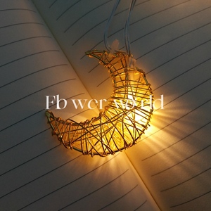 Gold Silver LED Fairy <span class=keywords><strong>String</strong></span> Lights Plastic Decoração para casa para Eid Mubarak Ramadan Feito na forma de uma lua