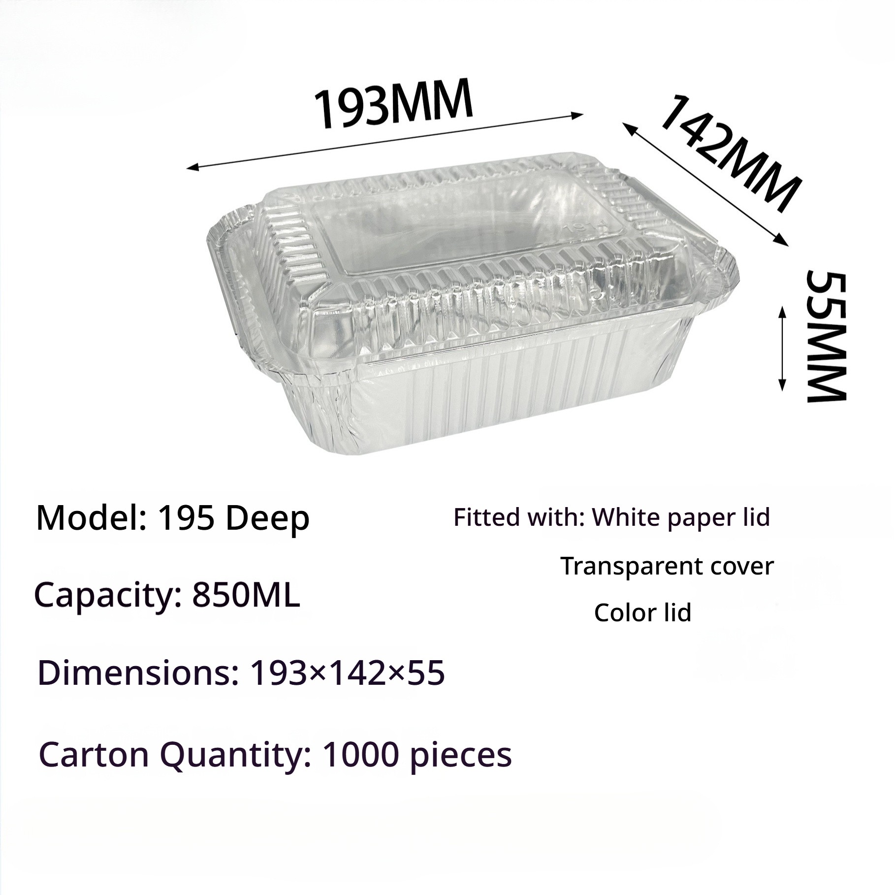 195 profond plus couvercle transparent