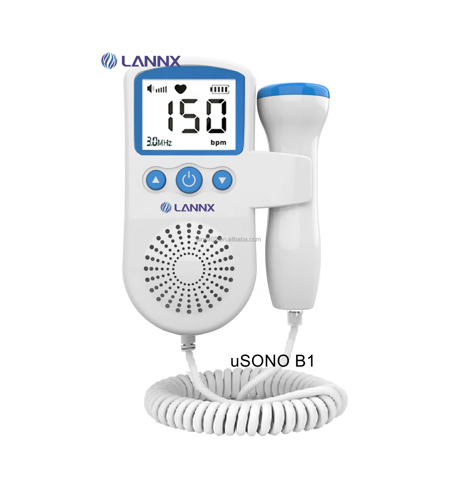 Lanx uSono B1 Preço mais barato Monitor Doppler para bebês com tela LCD, sonda digital de mão de 3,0 MHz, monitor de coração do bebê, Doppler fetal
