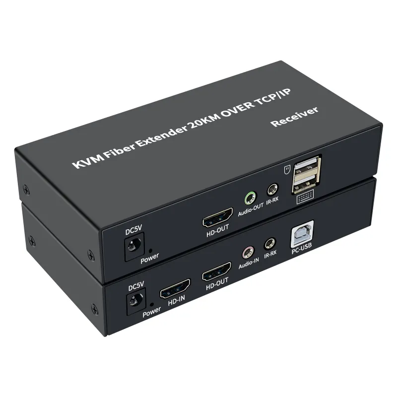 Émetteur-récepteur KVM Extender 20Km Audio vidéo HDTV avec extension USB HD transmission par câble Fiber optique TCP/IP