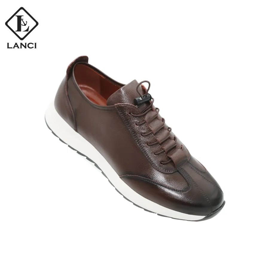 LANCI – chaussures de course confortables pour hommes, baskets en cuir de vache, chaussures de sport