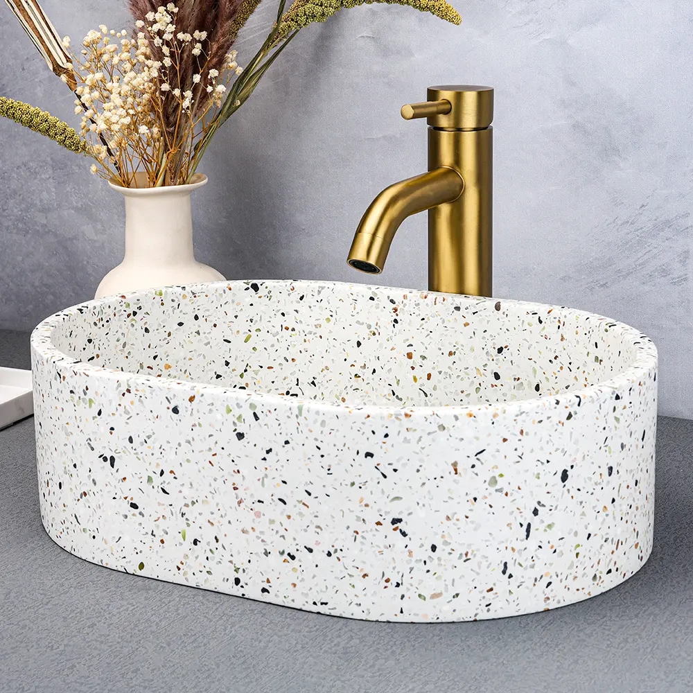 Hotel Commercial Villa Badezimmer Eitelkeiten Stein farbe Terrazzo Wasch hand waschbecken Schalen Beton Arbeits platte Waschbecken