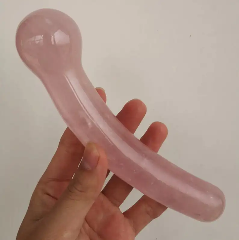 Natuur Crystal Wand Rozenkwarts Roze Penis Voor Vrouwen Sex Toy Curve Dildo Massager Yoni Massage Wand Voor Vrouw Dildo