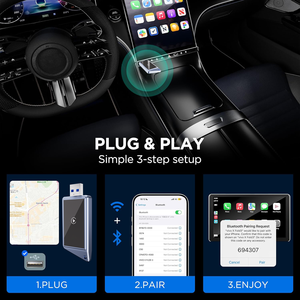 Phổ không dây Carplay Adapter hỗ trợ Google bản đồ <span class=keywords><strong>waze</strong></span> Spotify Youtube ứng dụng âm nhạc - Product Image 4