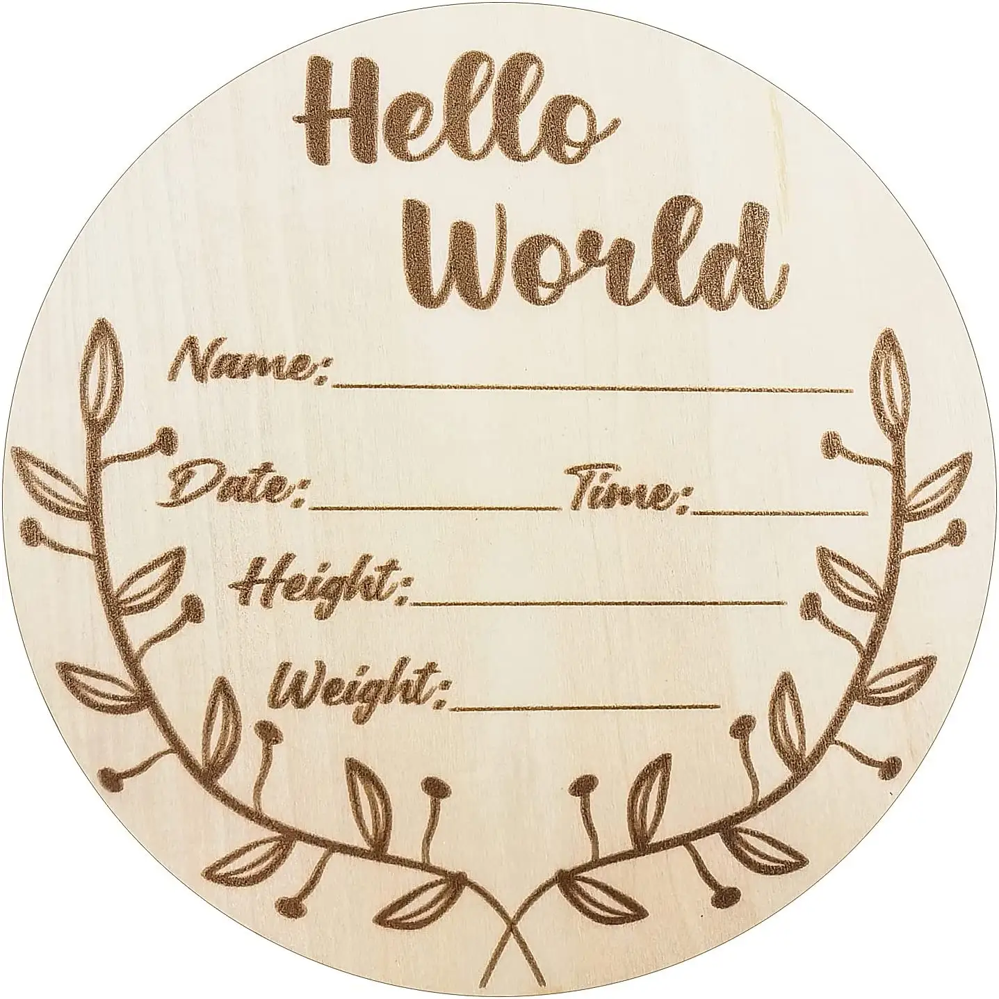 Tarjetas de madera personalizadas para bebés recién nacidos, señales de nacimiento de Hello World, con nombre para guardería