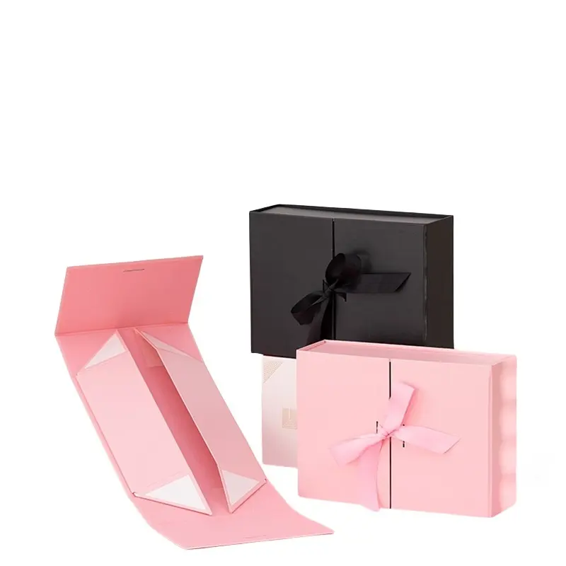 Cajas de papel plegables de doble puerta para el Día de San Valentín, decoración de cintas, accesorios de moda y Cajas de Regalo de almacenamiento para bodas