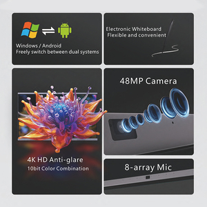 ODM 4K <span class=keywords><strong>Android</strong></span> OPS interaktif papan tulis pintar 40-sentuh kamera 48MP 55/66/75/85/86/98 inci layar sentuh - Product Image 2
