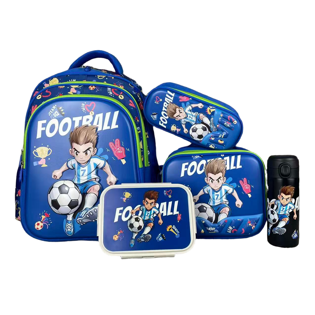 16.5 inches backpack football boy 5 in 1 set