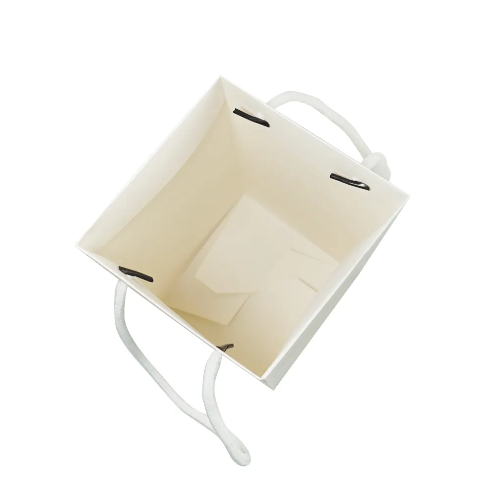 Fqzl — sac en papier écologique pour vêtements et cosmétiques, fond pliable automatique, avec poignée, blanc, vente en gros