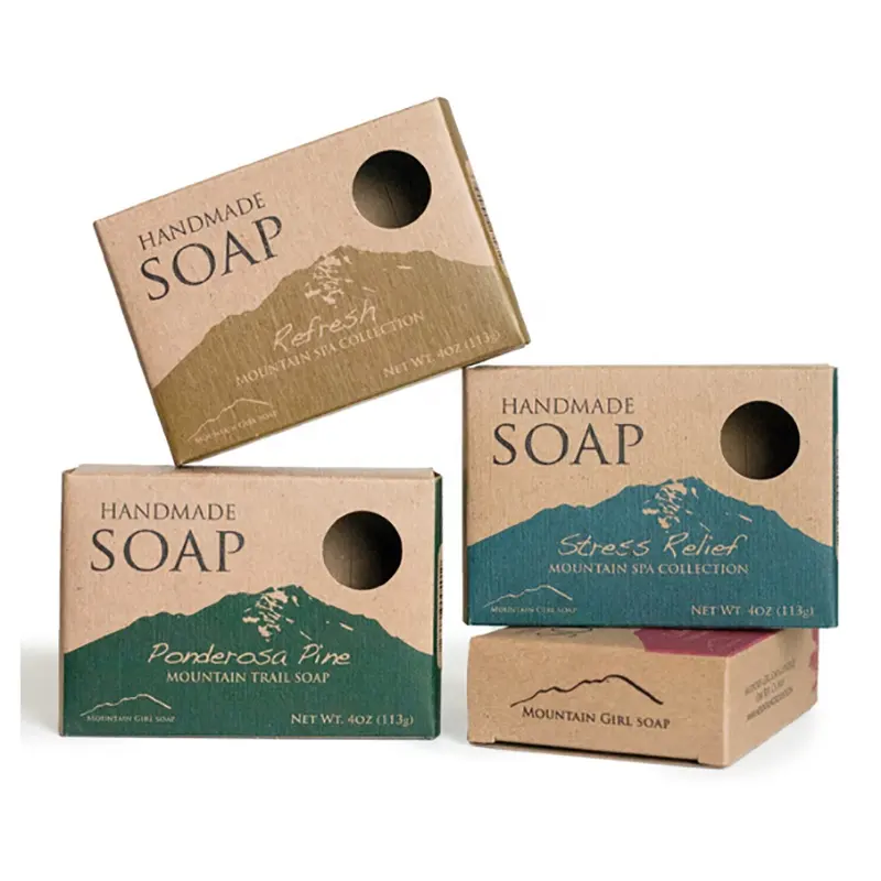 2021 Eco Friendly Biodegradable Custom Logo Design Printed Kraft Paper Soap Bar Packaging Box