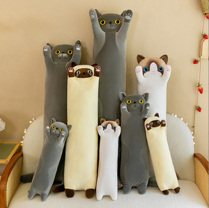Sıcak satış atmak yastık uzun kedi bebek uyku bebek ile peluş oyuncaklar dolması hayvanlar kızlar için - Product Image 2