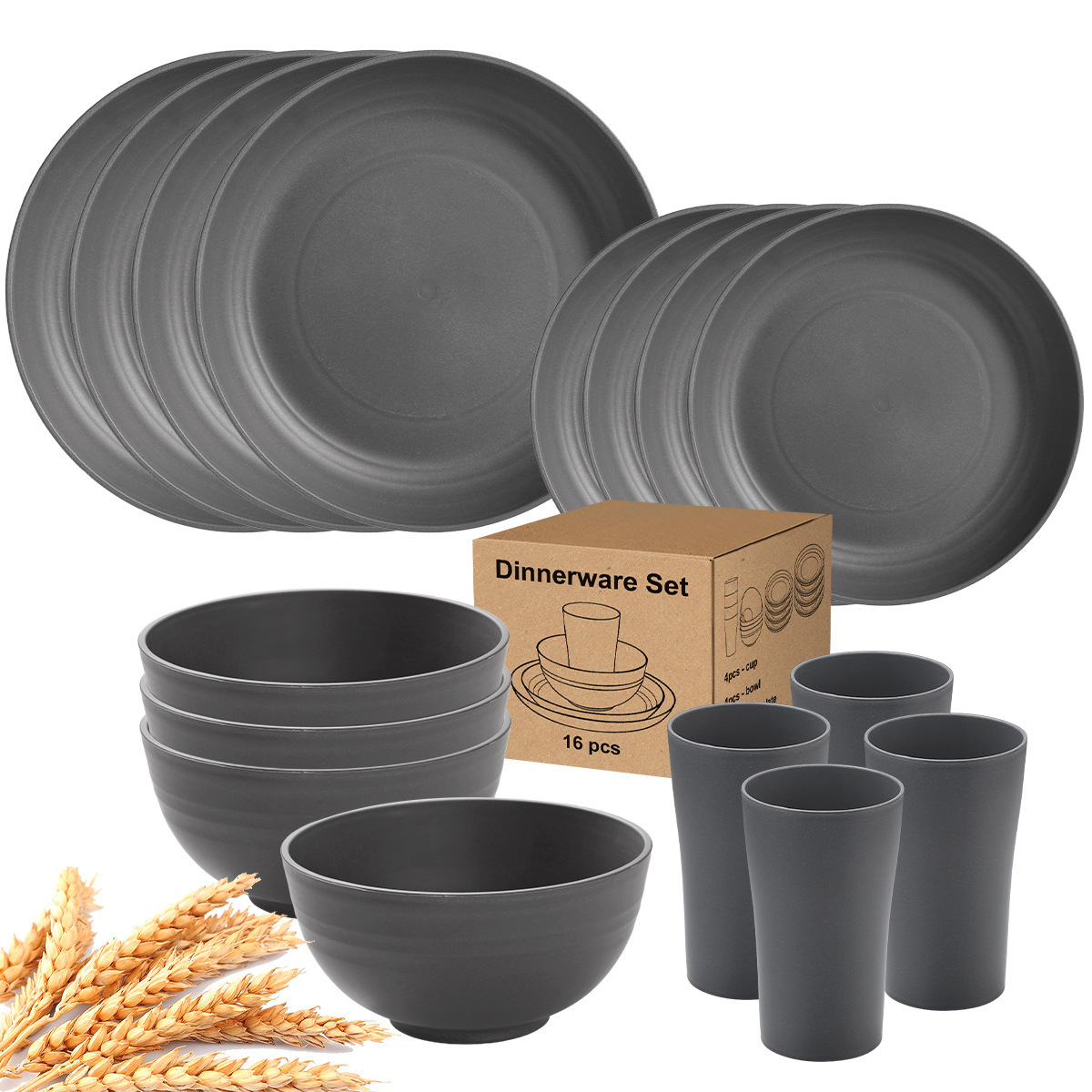 Ensemble 16 pièces gris foncé