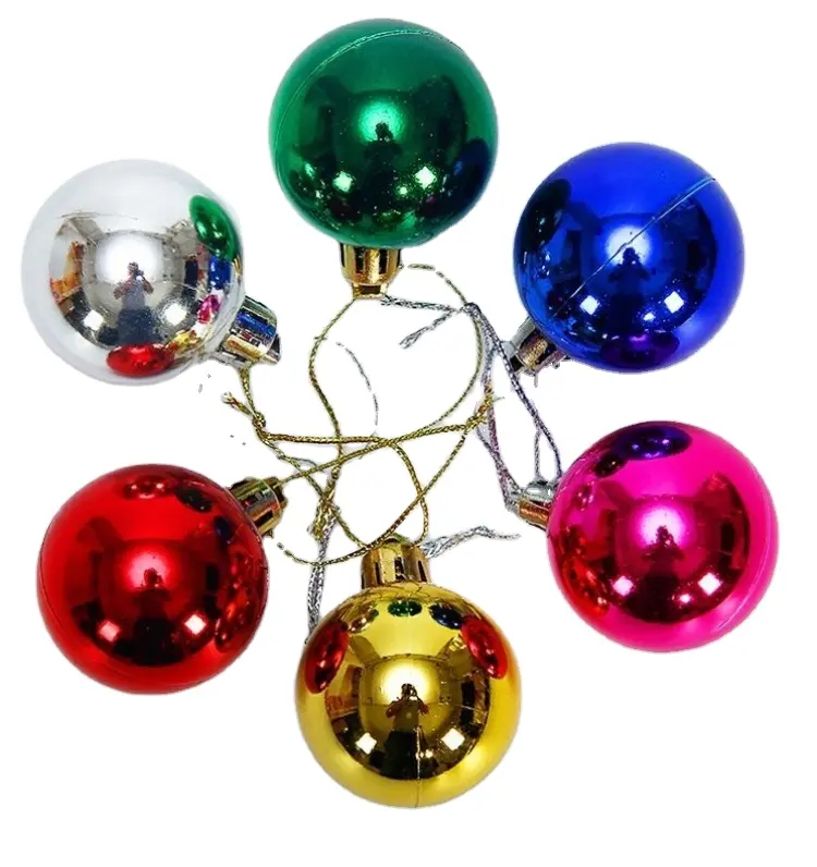 Adornos navideños 3/4/5/6/8cm plástico color brillante BOLA DE Navidad árbol de Navidad decoración colgante