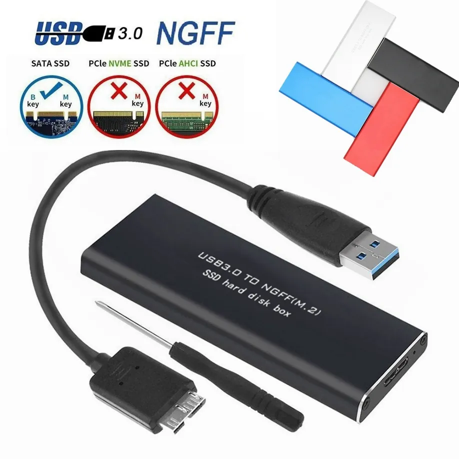 USB3.0 을 NGFF M.2 외장형 ssd 하드 디스크 드라이브 박스 HDD SSD 케이스 SATA M2 to USB3.0 SSD 인클로저 박스 케이스