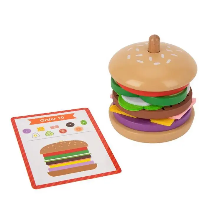 2024 yeni ahşap oyuncaklar bir Burger çocuklar Petend oyun oyuncaklar yapma
