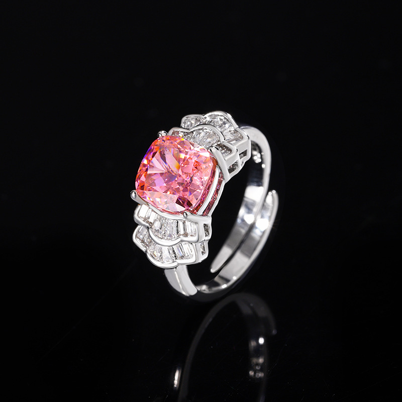 Anillo de papalacha con corte de flor de hielo de tamaño ajustable