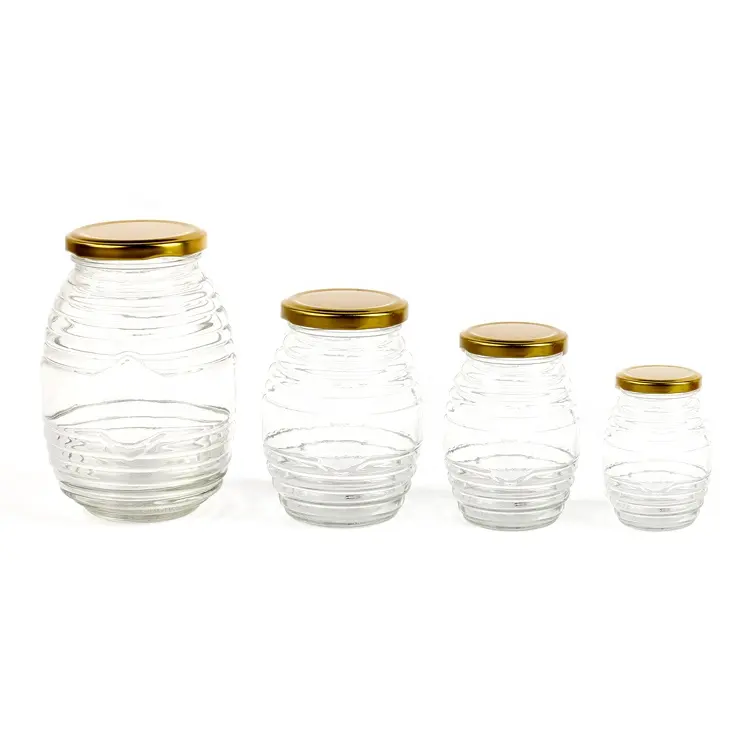 700 Ml 350 Ml 180 Ml 80 Ml Lege Unieke Glas Honing Opslag Verpakking Pot Met Tinnen Deksel