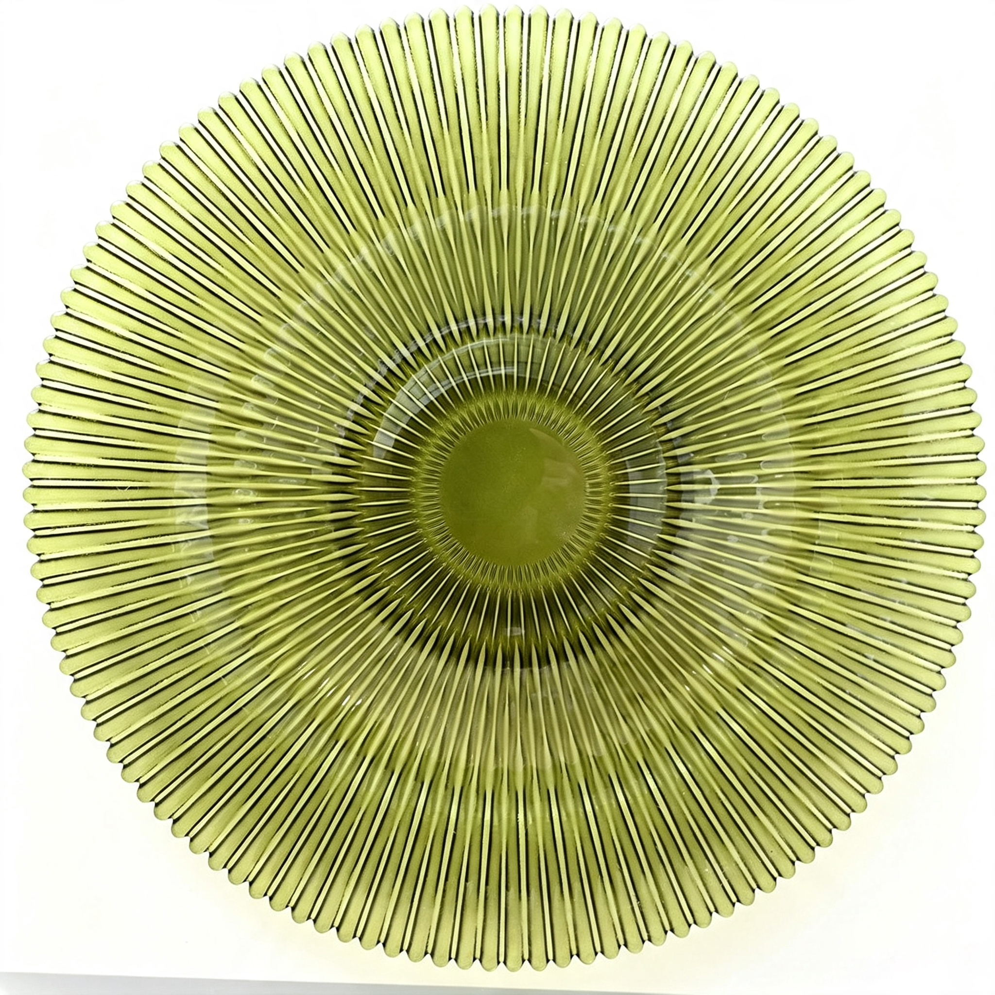 Assiette de table en verre de luxe radiale vert olive