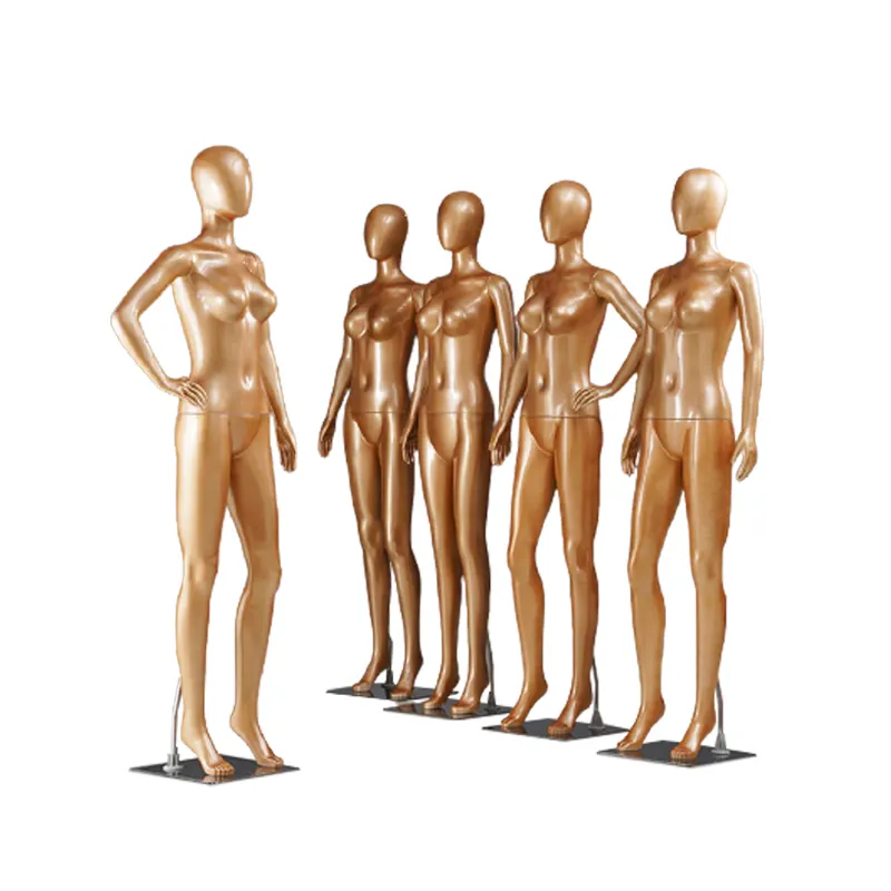 Magasin de vêtements de reproduction de Mannequin pour femme, accessoire moderne, corps complet, sous-vêtements dorés simples, fenêtre, présentoir de Mannequin pour mariage