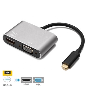Support 4K <strong>USB</strong> 3.1 C Type <strong>Adapter</strong> <strong>to</strong> <strong>HDMI</strong> VGA 2 in 1 Converter Dongle - Product Image 3