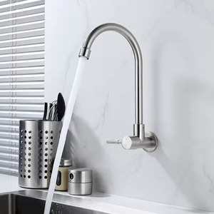 Bán hàng nóng hiện đại chải trong Tường Gắn Vòi Nước Nhà Bếp đơn-xử lý chải bồn rửa bằng thép không gỉ duy nhất-lỗ bếp Vòi - Product Image 2