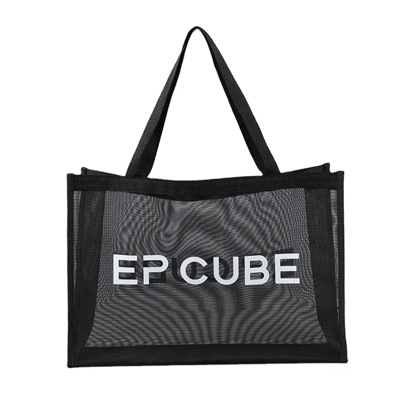 Оптовая продажа, модная сетчатая многоразовая сумка для покупок, сетчатая пляжная сумка, нейлоновая Сетчатая Сумка-тоут с пользовательским логотипом