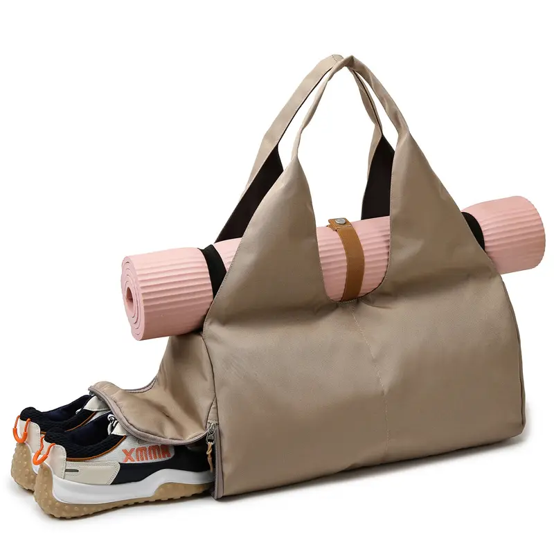 Personalizado por atacado nylon oxford viagem ioga ginásio duffel bag mulheres weekender durante a noite sapato compartimento ioga mat saco com bolsos