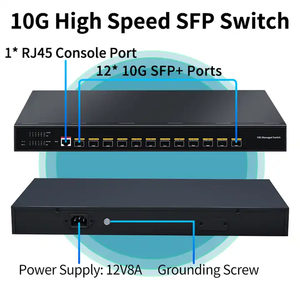 Conmutador Ethernet 10G Conmutador gestionado 12 SFP 10g Conmutador de red SFP óptico de 12 puertos con QoS/VLAN/IGMP/DHCP 1U Montaje en rack - Product Image 5