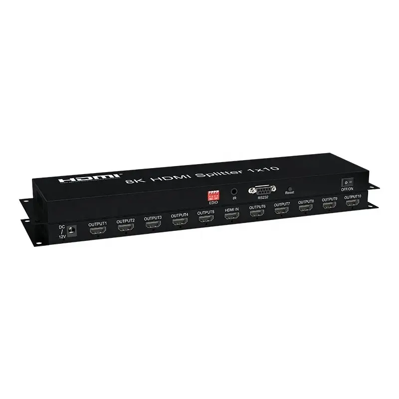 Répartiteur HDMI 1 entrée 10 sorties de haute qualité 10 ports 10 voies 8K 60Hz 4K 120Hz répartiteur vidéo HDMI 1x10 1 entrée 10 sorties