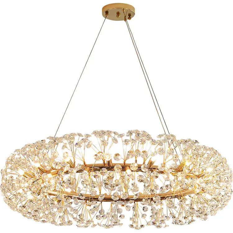 Candelabros nórdicos para sala de estar, lámpara LED colgante de lujo, Gypsophila de cristal K9, accesorio de luz moderno