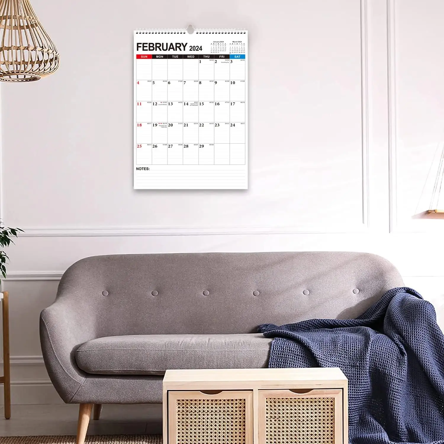 Calendario: 18 meses para ver el calendario del planificador de pared, del 2023 de Julio al 2024 de diciembre, con encuadernación calendario mensual de doble cable, hogar