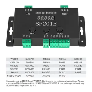 5-канальный DMX к SPI сигналу RGBIC светодиодный декодер контроллер WS2811 2813 SK6812 пикселей Светодиодная лента полноцветная SP201E DMX512 светодиодный декодер - Product Image 4
