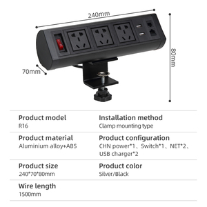 Office Desktop Multi Outlets Power Konferenz tisch Schreibtisch Tisch klemme abnehmbare Steckdose mit USB C-Buchsen - Product Image 5