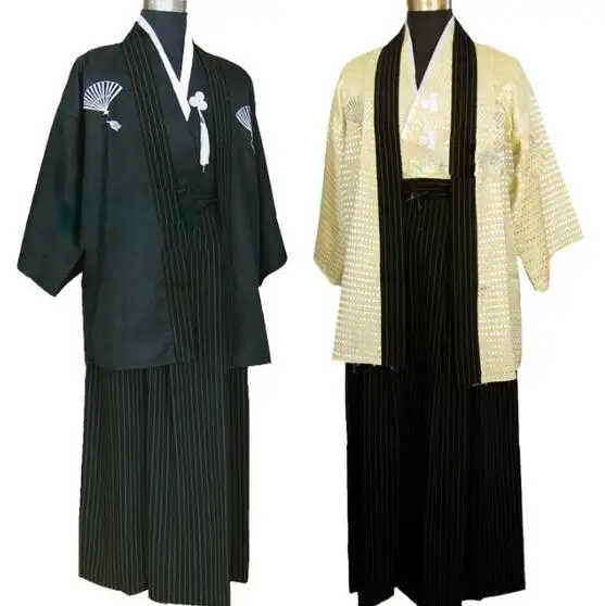 ecowalson Mens Japanese Traditional Samurai Men Kimono Warrior Robe Outfit Costume