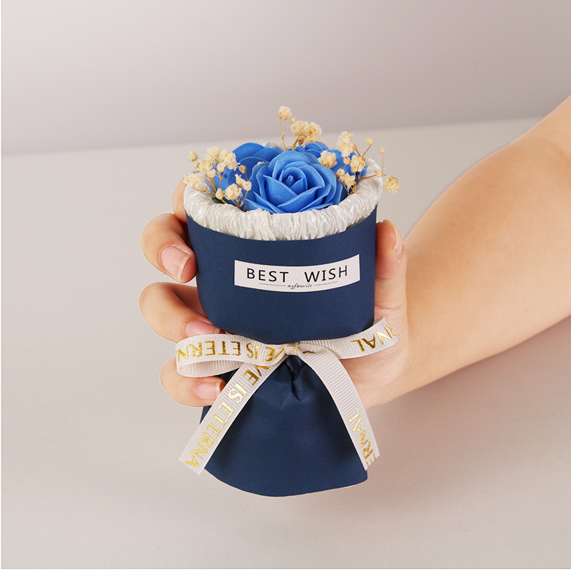 Mini 3 diamond blue rose bouquet