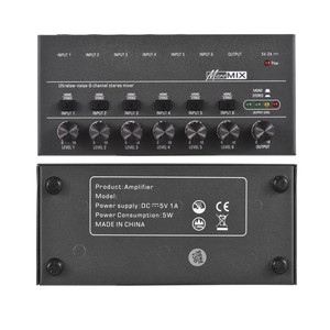 Mezclador estéreo de línea de 6 canales de ruido ultra bajo 6 entradas 1 salida Mono y conmutación estéreo DC 5V Mini mezclador de Audio portátil - Product Image 3