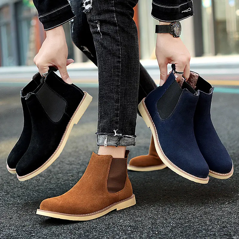 Мужские ботинки больших размеров, модные уличные полуботинки Martin, теплые зимние мужские ботинки челси
