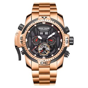 REEF TIGER RGA3532G spor izle yıl ay sürekli takvim büyük çelik kasa saatler ile karmaşık arama