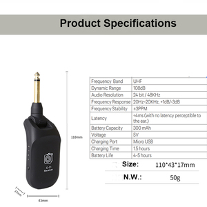 <strong>C</strong>-01 Wireless Guitar Transmitter and Receiver Wireless Systems Guitar Instruments Accessories Use for Guitar Bass Violin Ukulele - Product Image 2
