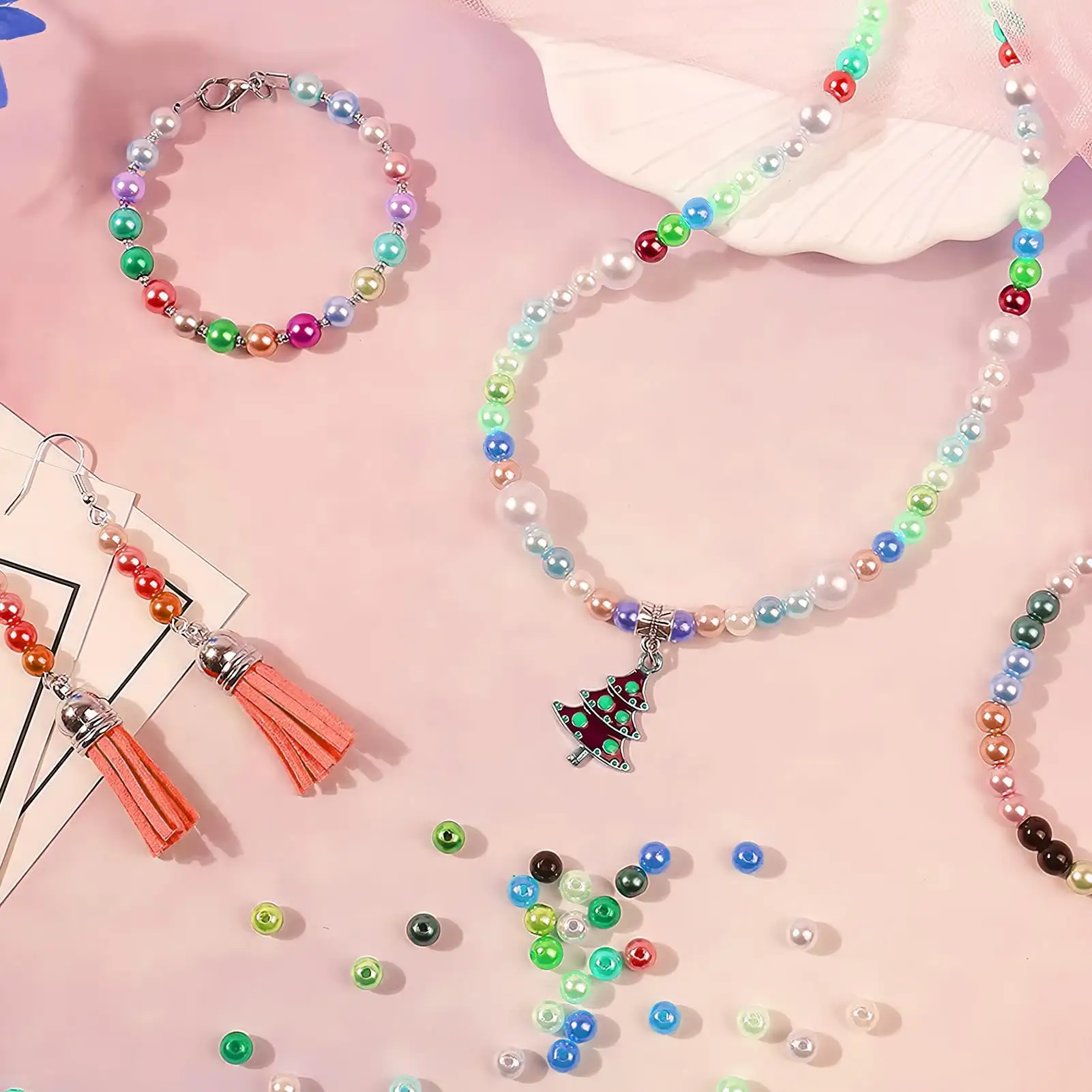 Toowl özel 1960 adet 28 renkler mücevherat yapma bilezik kolye küpe DIY inci kız hediyeler kiti yuvarlak cam tohum 6mm boncuk