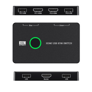 4K USB HDMI KVM切换器4进1出音频视频转换器分离器USB 3.0键盘鼠标控制2笔记本电脑KVM切换器