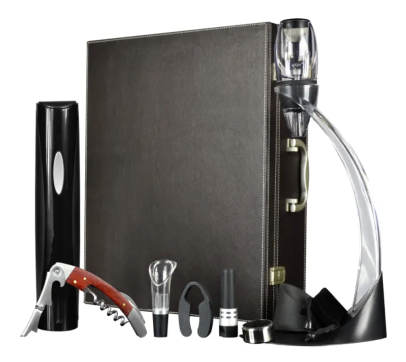 La migliore Vendita elettrico Aeratore Del Vino Torre Gift Set Automatico apri del vino con Versatore Aeratore Del Basamento Contenitore di Regalo