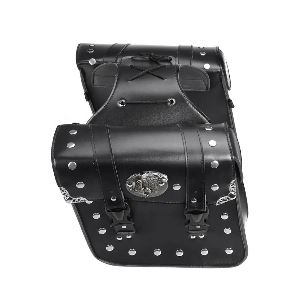 Herramienta de moto negra-Bolsa de sillín de equipaje Impermeable Montar-Bolso Alforja de motocicleta Moto-bolsas Mochilas Bolsas Sissy-bar