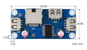 Ethernet / USB HUB HAT (B) para la serie Raspberry Pi, 1x RJ45, 3x USB 2,0 - Product Image 6
