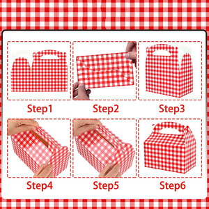 7791 Easy to Fold <strong>Gingham</strong> Pattern Cake Candy Cardboard <strong>Box</strong> with Handles for Birthday Shower Party Cheap Birthday Cake Gift <strong>Box</strong> - Product Image 6