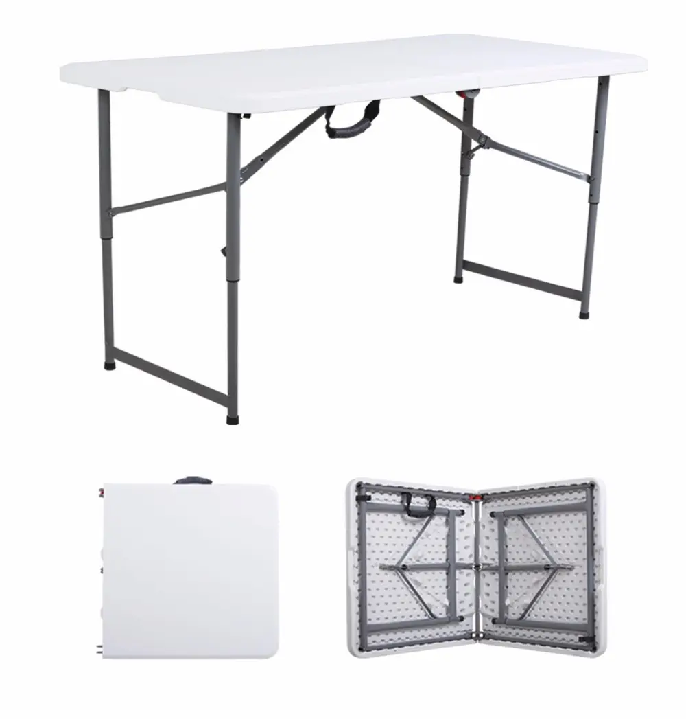 Jantar Camping promocional plástico ajustável mesa retangular exterior dobrável leve mesa móveis Plegable mesa